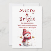 かわいい雪だるまで手を抱メリーき明るい シーズンカード (正面)