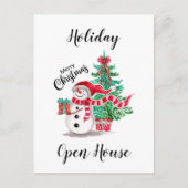 かわいい雪だるまとクリスマスツリーオープンハウス ポストカード (正面)