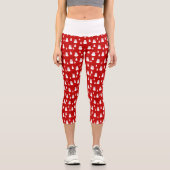 かわいい雪だるまとクリスマスツリーパターン カプリレギンス (正面)