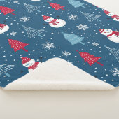 かわいい雪だるまとクリスマスツリーパターン シェルパブランケット (3/4)