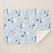 かわいい雪だるまとクリスマスツリーパターン シェルパブランケット (正面(横))