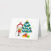 かわいい雪だるまとクリスマスツリー カード (正面)