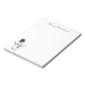 かわいい雪だるまとグリーンメリークリスマス文字 ノートパッド (回転)