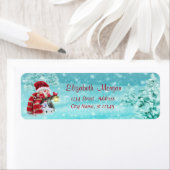 かわいい雪だるまとサンタハット、森 ラベル (インサイチュ)