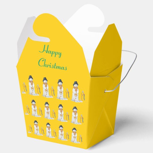 かわいい雪だるまとストッキングクリスマス フェイバーボックス (オープン)