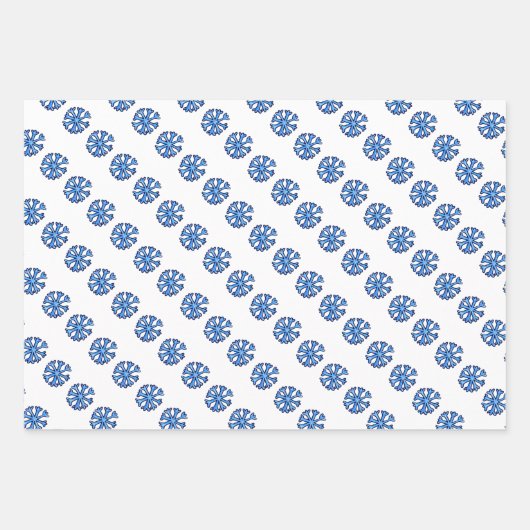 かわいい雪だるまとスノーフレークのパターン子供のクリスマス ラッピングペーパーシート (正面2)