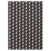 かわいい雪だるまとスノーフレーク・オンブラック テーブルクロス (正面)