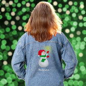 かわいい雪だるまとタイポグラフィ デニムジャケット