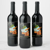 かわいい雪だるまとトップハットカスタムクリスマス ワインラベル (ボトル)