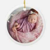 かわいい雪だるまとトナカイ1stクリスマス セラミックオーナメント (裏面)