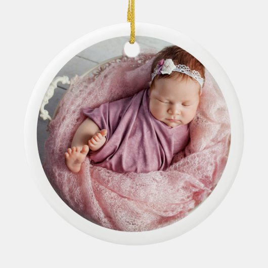 かわいい雪だるまとトナカイ1stクリスマス セラミックオーナメント (裏面)