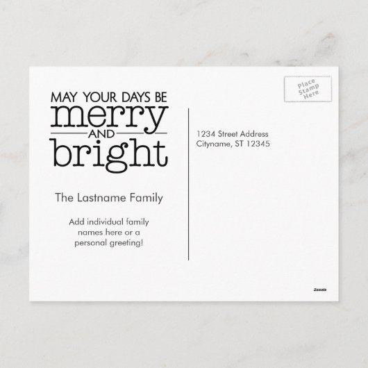 かわいい雪だるまとハッピーホリデーとワンフォト シーズンポストカード (裏面)