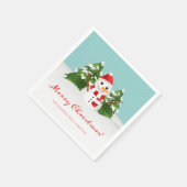 かわいい雪だるまとパーソナル化可能な名前のクリスマス スタンダードカクテルナプキン (角)