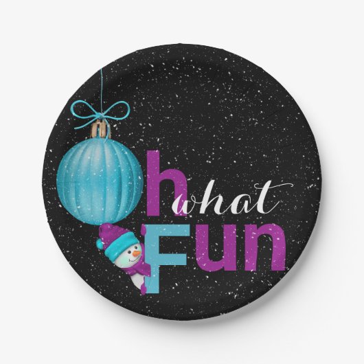 かわいい雪だるまと休日オーナメント ペーパープレート (正面)