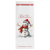 かわいい雪だるまと冬の名前をカスタムする ワインギフトバッグ (裏面)