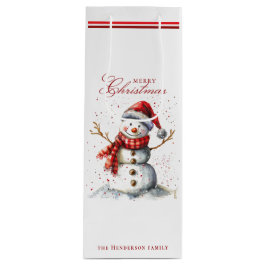 かわいい雪だるまと冬の名前をカスタムする ワインギフトバッグ