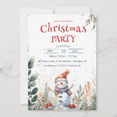かわいい雪だるまと冬の屋外クリスマスパーティー 招待状 (正面)