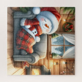 かわいい雪だるまと友人 ジグソーパズル (横)