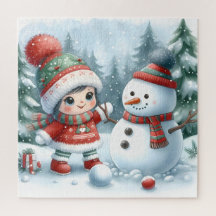 かわいい雪だるまと友人