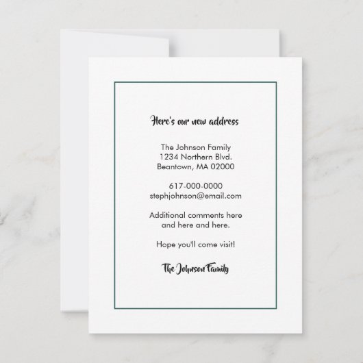 かわいい雪だるまと居心地の良いホームホリデームービング 案内状 (裏面)