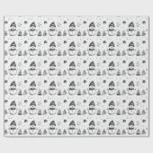 かわいい雪だるまと白い冬 ラッピングペーパー (フラット)