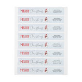 かわいい雪だるまと雪のクリスマスフォト ラップアラウンドラベル (シート)