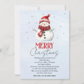 かわいい雪だるまと雪のクリスマス シーズンカード (正面)