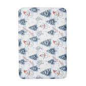 かわいい雪だるまと雪の木々メリークリスマス バスマット (正面縦)