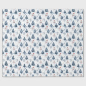 かわいい雪だるまと雪の木々メリークリスマス ラッピングペーパー (フラット)