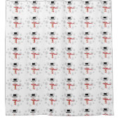 かわいい雪だるまと雪の結晶のシャワーカーテン シャワーカーテン (正面)