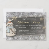 かわいい雪だるまと雪の結晶の会社のクリスマス 招待状 (正面)