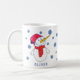 かわいい雪だるまと雪の結晶の子供たちの絵 コーヒーマグカップ