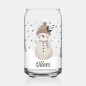 かわいい雪だるまと雪の結晶の子供の名前 ガラス缶 (裏面)