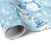 かわいい雪だるまと雪の結晶 ラッピングペーパー (ロールコーナー)