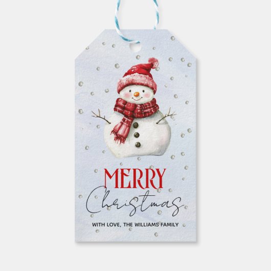 かわいい雪だるまと雪メリークリスマスホリデー ギフトタグ (裏面)