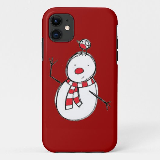 かわいい雪だるまと鳥のiPhone 5ケース Case-Mate iPhoneケース (裏面)