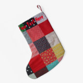 かわいい雪だるまのおもしろいの多彩なパッチワークの生地 スモールクリスマスストッキング (裏面 (吊り時))