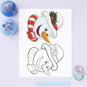 かわいい雪だるまのぬりえページ チラシ (シングル)