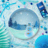 かわいい雪だるまのイラストレーション ペーパープレート (パーティー)