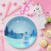 かわいい雪だるまのイラストレーション ペーパープレート (パーティー)