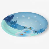 かわいい雪だるまのイラストレーション ペーパープレート (アングル)