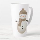 かわいい雪だるまのイラスト 名前 クリスマス カフェラテマグ (右アングル)