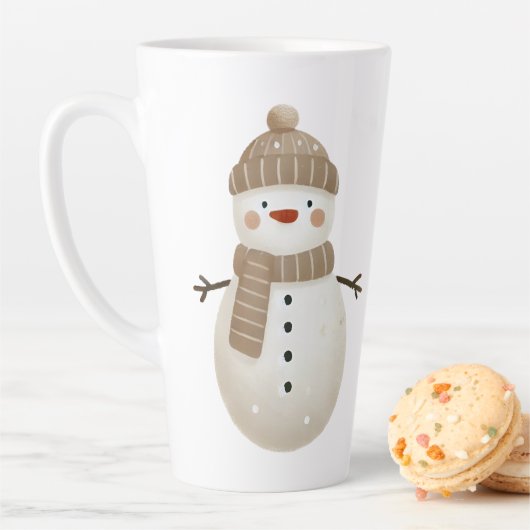 かわいい雪だるまのイラスト 名前 クリスマス カフェラテマグ (インサイチュ)