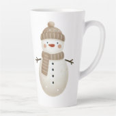 かわいい雪だるまのイラスト 名前 クリスマス カフェラテマグ (右)