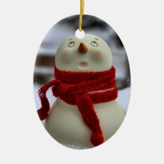 かわいい雪だるまのオーナメント セラミックオーナメント (正面)
