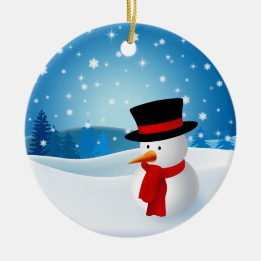 かわいい雪だるまのオーナメント セラミックオーナメント (正面)
