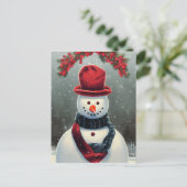 かわいい雪だるまのカスタムファミリー写真ホリデーカード シーズンポストカード (スタンド正面)