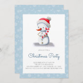 かわいい雪だるまのキャンディーケーンのクリスマスパーティー 招待状 (正面/裏面)