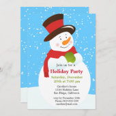 かわいい雪だるまのクリスマスの休日のパーティの招待状 招待状 (正面/裏面)