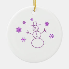 かわいい雪だるまのクリスマスオーナメント セラミックオーナメント